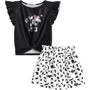 Arshiner Toddler Girl 2 Piece Short Sets Baby Girls Floral-Print Clothes Twist Front Top and Short with Pocket Summer Outfits