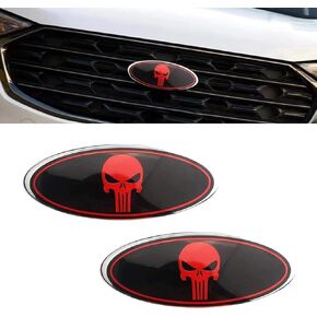 Pack of 2 Front Grille Emblem, Central Mesh Cover Label, Rear Tailgate Emblem Badge Nameplate, Compatible with Ford F150 F250 F350 (American Flag Black)