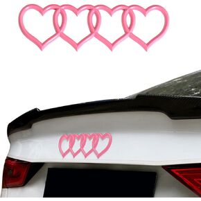 3D Badge Decal Sticker, Love Heart Logo Rear Trunk Emblem, Car Replacement 3D Sticker, Car Exterior Emblems Badge 3D Sticker Decal Fit for Audi A3 A4 A5 A6 A8 TT R8 Q3 Q5 Q7 (Pink)