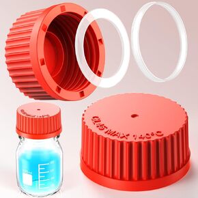 Polypropylene PBT GL25 GL32 GL45 Screw Cap with Pour Ring and Silicone Gasket for Media Bottle (GL32 PP 5PCS)