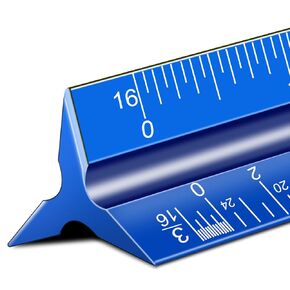 Architectural Scale Ruler, 12'' Imperial Architect Scale, Aluminum Engineer Scale Ruler, Scale Ruler for Blueprints, Metal Scale Ruler, Architecture Ruler, Triangle Drafting Ruler, Architect Ruler