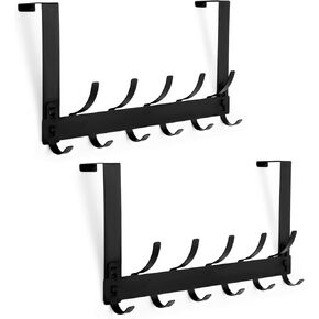 Over The Door Hooks, 2 Pack Door Hanger Hooks, Over The Door Towel Racks for Bathroom with 11 Coat Hooks, Fits 1-3/4" Thick Door