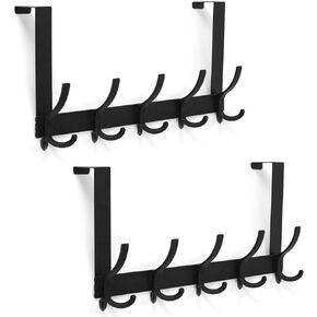 Door Hanger Hook, Over The Door Hooks for Hanging, Over The Door Towel Racks for Bathroom, Over The Door Hanger - 5 Triple Hooks for Towel, Clothes and Hat (White, 1 Pack)