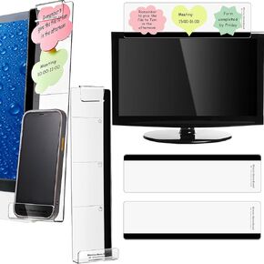 4 Pieces Computer Monitor Message Memo Board Transparent Message Panel Monitor Sticky Memo Note Board Phone Holder for Screen Computer Laptop Cabinets Office, Left and Right