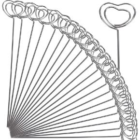 H&W 50pcs 4.7''L Flower Ring Loop Round Shape DIY Craft Wire Clip Table Card Holders Note Photo Picture Memo Holder Metal Clamp for Party Birthday Office DIY Cake Topper(WE5-D3)