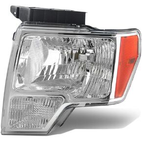 DNA Motoring OEM-HL-0011-R Chrome Factory Style Passenger Side Headlight Replacement For 09-14 F150