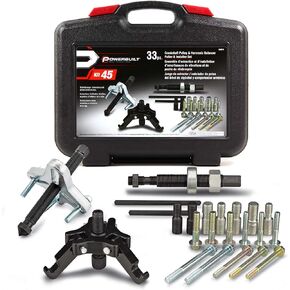 Powerbuilt Harmonic Balancer and Pulley Installer Tool Kit, 33 Piece, Crankshaft Pulley, Remove and Install, Storage Case - 648616, Black