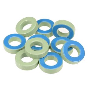 uxcell Toroid Core, Ferrite Chokes Ring Iron Powder Inductor Ferrite Rings, Light Green Blue 10pcs, 21.3 x 38.8 x 11.2mm