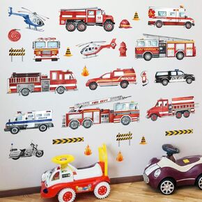decalmile 3D Racing Cars Wall Decals Red Cars Flags Wall Stickers Baby Nursery Boys Bedroom Kids Room Wall Decor Gifts for Kids