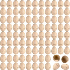 Crtiin 100 Pieces DIY Paper Mache Easter Eggs Bulk 2.95 Inches Eggs Easter Craft Supplies for Easter DIY Craft Ornaments Brown