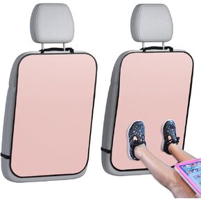 lebogner Back Seat Cover for Kids, 2 Pack Kick Mats Backseat Protector, Car Interior Travel Accessories Waterproof Kick Guard for Vehicles to Protect from Dirt, Mud & Scratches of Kids Feet, Pink