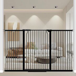 40.55" Extra Tall Baby Gate for Doorways, 40.6-49.1 in Wide Dog Gate Indoor, Walk Through Tall Pet Gates No Drilling, Pressure Mounted Child Safety Gate with Door for House Doggie, Black
