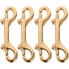 4 Pcs Brass Double Hook Brass Double Ended Bolt Snaps Brass Trigger snap Hooks for Keys Brass snap Hook Bolt Snaps Double Ended Hook Key Ring Clip Bracelet Button Metal to Rotate