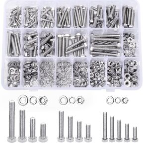 900PCS Nuts and Bolts Assortment Kit for Home Projects - Stainless Steel Machine Screw Assortment Kit SAE Assorted Screw Set Phillips Pan Head Screws Washers Nuts with Case (#4-40#6-32#8-32#10-24)