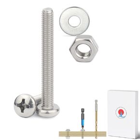 Screw & Bolt Assortment Sets - 340PCS Stainless Steel Nuts and Bolts Assortment Kit, M4 Phillips Pan Head Machine Screws with Case for Cabinet Drawer Cupboard Closet Handles Outlet Box