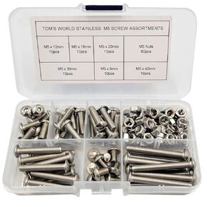 84Pcs M6 x 8mm,12mm,16mm,20mm,30mm,40mm Hex Pan Head Cap Bolts Nuts Screws Assortment Set 304 Stainless Steel Allen Socket Drive Machine Screws with Wrench (84PCS M6 Hex Screws Nuts)