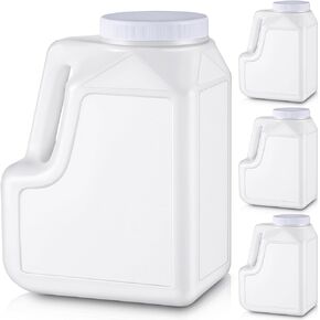 4 Pcs 1.25 Gallon White HDPE Plastic Gallon Jar with Handle and Airtight Lid Square Empty Storage Containers and Jugs Wide Mouth Gallon Jugs for Home Restaurant Residential Commercial Use