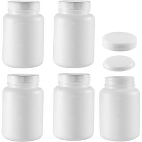 uxcell Plastic Lab Chemical Reagent Bottle 100ml/3.4oz Wide Mouth Sample Sealing Cap Storage Container White 5pcs