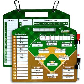 Magnetic Baseball Lineup Board，Baseball Lineup Cards Baseball Lineup Board for Dugout Baseball Clipboard for Coaches Softball Lineup Cards Marker Boards Baseball Coaching Accessories（Brown）