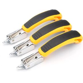 Staple Remover Heavy Duty Staple Puller, Upholstery Tool Industrial Staple Remover for Furniture, Floor, Carpet, Carton (3 Pack, Yellow)