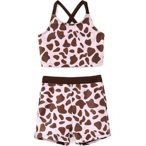 PATPAT Girls Swimsuit Mermaid Tankini Swimsuits 2 Piece Bathing Suits with Shorts Athletic Swimwear Beachwear 2-14 Years
