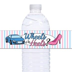21 Wheels or Heels Waterproof Self-Adhesive Water Bottle Labels