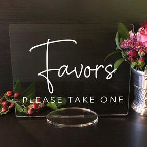 Favors, Please Take One - Wedding Acrylic Sign (8"H x 10"W, Clear)
