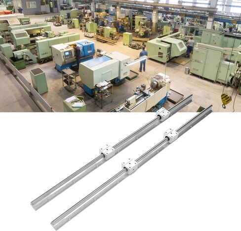 Linear Rail Slider Set, 800mm 4pcs SBR12UU Fully Support Linear Bearing Rail Slide Guide Shaft, 12mm Diameter Shaft Linear Rail for Automated Machines DIY CNC Routers Lathes Mills in Saudi Arabia
