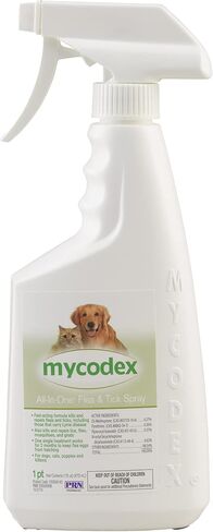 PRN Pharmacal Mycodex الكل في واحد رذاذ البراغيث والقراد لطفيليات الكلاب والقطط - يتحكم في البراغيث والقراد والقمل والبعوض والبعوض والذباب ويرقات البراغيث - 16 أونصة in Kuwait