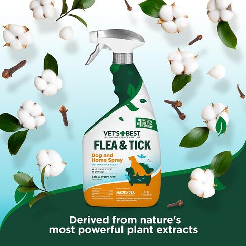 Vet’s Best Flea & Tick Home Spray for Dogs – Cotton Spice Scent Dog Flea & Tick Aid – Made in The USA – Flea & Tick Home Spray – Flea Protection for Dogs – 32 oz in Saudi Arabia