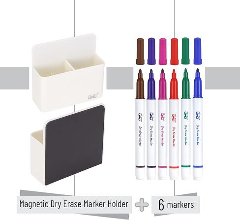 السيد. Pen- حامل قلم التحديد المغناطيسي، أبيض، حامل قلم التحديد الجاف المغناطيسي مع 6 أقلام تلوين ملونة، حامل قلم السبورة البيضاء، منظم السبورة البيضاء، منظم لوحة المسح الجاف، حامل المسح الجاف in Kuwait