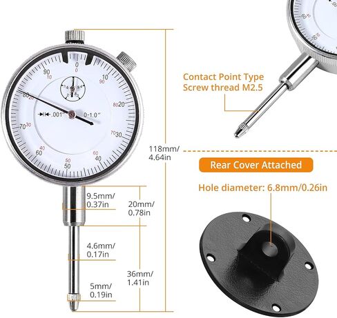 Neoteck مقياس مؤشر الاتصال الهاتفي ومجموعة القاعدة المغناطيسية مع حقيبة تخزين، 0-1 بوصة/25.4 مم، 0.001 بوصة/0.002 مم، أداة قياس للطابعة ثلاثية الأبعاد ورشة عمل آلة CNC منشار الطاولة - 155 رطل (70 كجم) أقصى سحب in Saudi Arabia