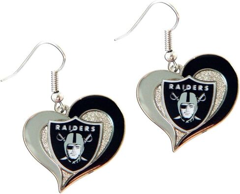 Aminco NFL Logo 3/4" Swirl Heart Dangle Earring Set in Saudi Arabia