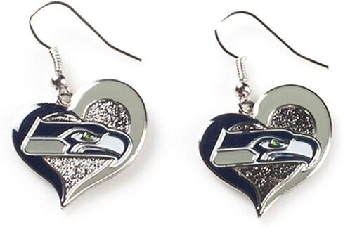 Aminco NFL Logo 3/4" Swirl Heart Dangle Earring Set in Saudi Arabia