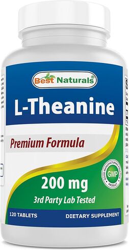 Best Naturals L-Theanine 200 ملغ لكل قرص (400 ملغ لكل قرصين) - يعزز الاسترخاء دون النعاس - 120 قرص نباتي - (120 قرصًا (عبوة من 1)) in Saudi Arabia