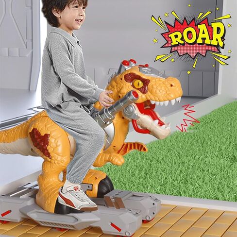 Dinosaur Ride On Push Car for Little Kids, Battery Operated Push & Ride Electric Foot-to-Floor Sliding Rideable Toy Scooter with Music, Light & Smoke for Toddlers in Saudi Arabia