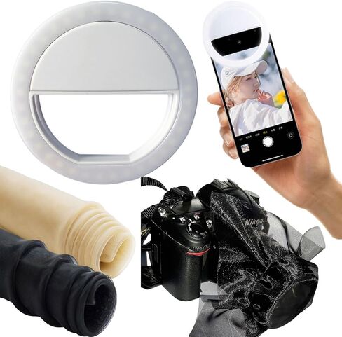 ضوء سيلفي للهاتف مزود بـ 36 مصباح LED قابل لإعادة الشحن، مشبك محمول على الضوء للكمبيوتر اللوحي لهواتف iPhone، والهاتف، وIpad، والكمبيوتر المحمول، وTiktok، والمكياج، والبث المباشر، ومدونة الفيديو + فلتر عدسة ناعم، خاصية الأورجانزا in Kuwait