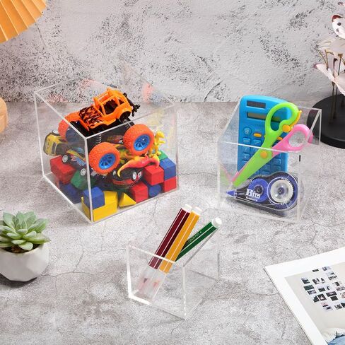 9 Pcs 5 Sided 3 Sizes Acrylic Display Boxes Riser with Hollow Bottoms Square Acrylic Cube Decorative Doll Display Case Cube Stand Riser for Storage Jewelry Collectibles Wedding Party Container in Saudi Arabia