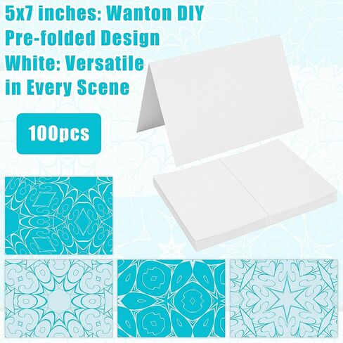 100 Pack Folded Cardstock 5" x 7" 140lb/230GSM Blank Greeting Cards Cold Pressed Thank You Cards White Blank Note Cards for DIY Invitations Wedding in Kuwait