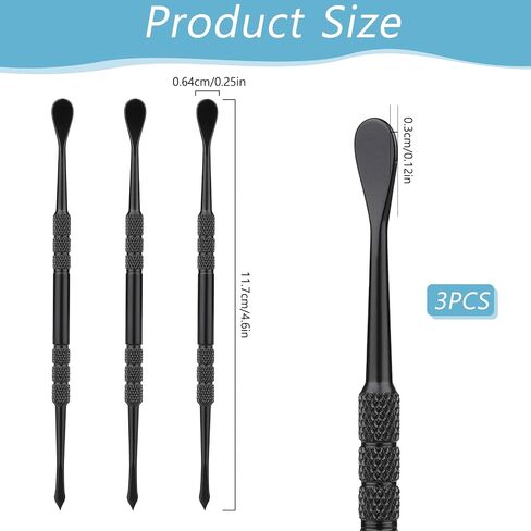 3 Pieces Wax Carving Tools, Double-Headed Wax Molding Sculpting Tool Stainless Steel Clay Carving Tool Spoon Kit for Wax Jewelry Making Supplies, Black in Saudi Arabia