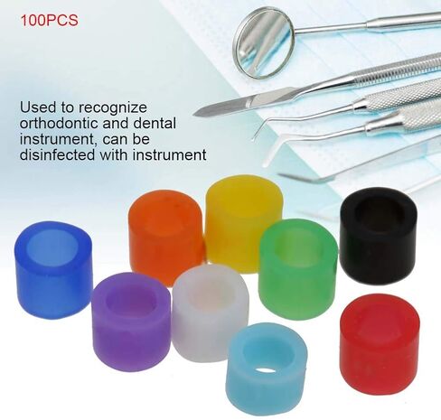 حلقات رمز الأسنان، 100 قطعة/صندوق مختلط الألوان حلقات رمز حلقات رمز السيليكون لأداة طب الأسنان in Kuwait