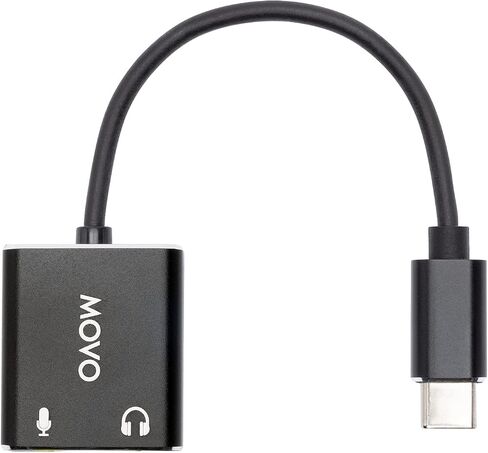 محول صوت ستيريو Movo USBC-AC2 3.5 مم إلى USB-C - بطاقة صوت خارجية لأجهزة الكمبيوتر الشخصية وأجهزة Mac وAndroid - مقبس سماعة رأس TRS مقاس 3.5 مم ومقبس صوت إلى موصل USB-C - محول ميكروفون Aux إلى USB-C لمكبرات صوت الألعاب in Saudi Arabia