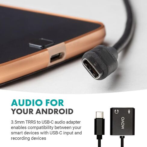 محول صوت ستيريو Movo USBC-AC2 3.5 مم إلى USB-C - بطاقة صوت خارجية لأجهزة الكمبيوتر الشخصية وأجهزة Mac وAndroid - مقبس سماعة رأس TRS مقاس 3.5 مم ومقبس صوت إلى موصل USB-C - محول ميكروفون Aux إلى USB-C لمكبرات صوت الألعاب in Saudi Arabia