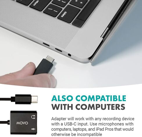 محول صوت ستيريو Movo USBC-AC2 3.5 مم إلى USB-C - بطاقة صوت خارجية لأجهزة الكمبيوتر الشخصية وأجهزة Mac وAndroid - مقبس سماعة رأس TRS مقاس 3.5 مم ومقبس صوت إلى موصل USB-C - محول ميكروفون Aux إلى USB-C لمكبرات صوت الألعاب in Saudi Arabia