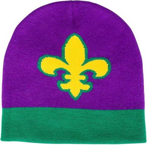 Rhode Island Novelty Mardi Gras Fleur De Lis Beanie Hat, One per Order in Saudi Arabia