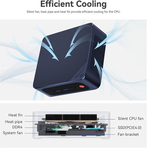 كمبيوتر صغير Beelink Sei12 Intel i5 12450H(8C/12T، حتى 4.4 جيجا هرتز)، كمبيوتر صغير 16 جيجا DDR4 1 تيرابايت SSD يدعم شاشة عرض مزدوجة 4K/HDMI+DP/WiFi6/BT5.2 in Kuwait