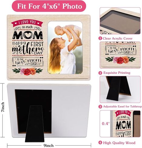 FaCraft First Mothers Day Picture Frames 4x6 Wood 1st Mother's Day Photo Frame for Mom from Baby First Mothers Day Gifts Frames for New Mom New Baby Mom to be Newborn New Parents Boy Girl Baby Nursery in Saudi Arabia