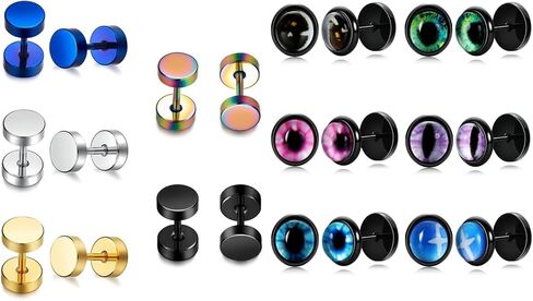 MDFUN مقياس مزيف 316L جراحي من الفولاذ المقاوم للصدأ عيون شريرة مستديرة دمبل ترصيع مسطح in Kuwait