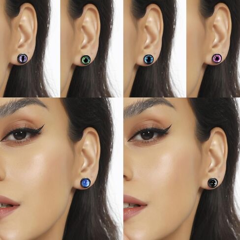 MDFUN مقياس مزيف 316L جراحي من الفولاذ المقاوم للصدأ عيون شريرة مستديرة دمبل ترصيع مسطح in Kuwait