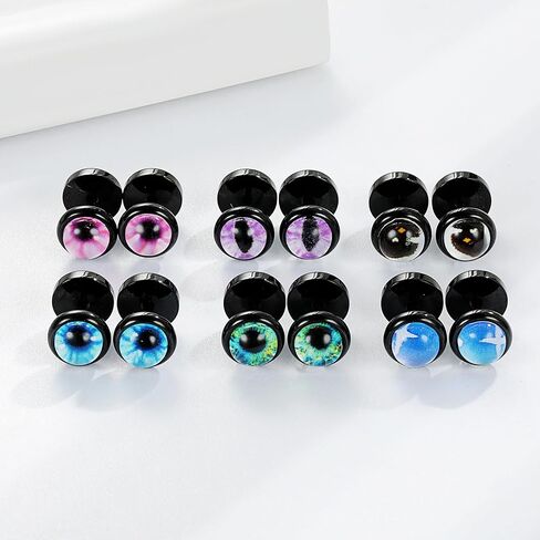 MDFUN مقياس مزيف 316L جراحي من الفولاذ المقاوم للصدأ عيون شريرة مستديرة دمبل ترصيع مسطح in Kuwait